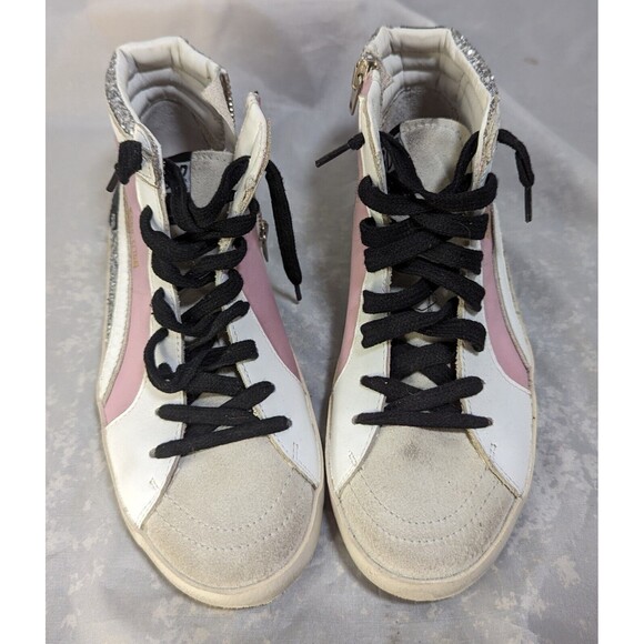 Golden Goose Slide Women’s Mid-Top Glitter Leather Sneakers Size 34 No Box - Picture 1 of 11